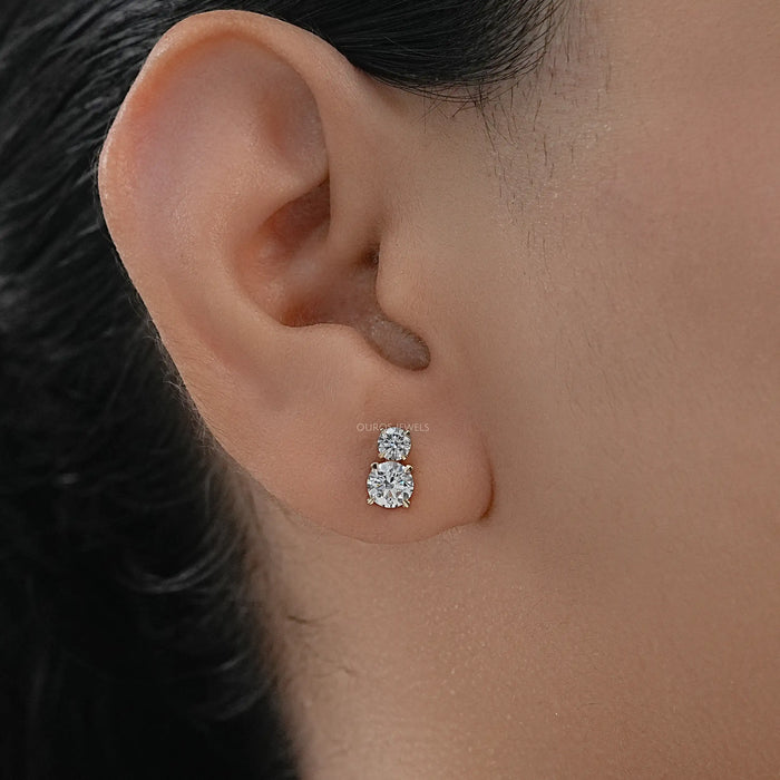 Round Lab Diamond Dual Stud Earrings