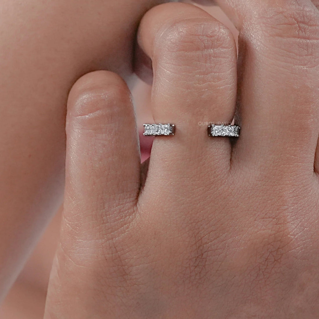 Open Cuff Princess Lab Diamond Eternity Band Rings