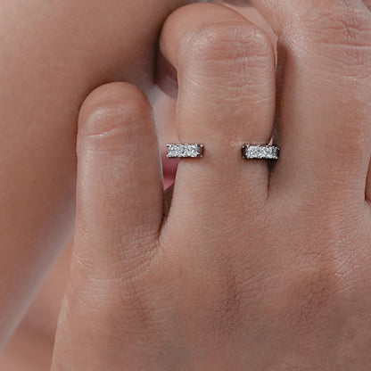 Open Cuff Princess Lab Diamond Eternity Band Rings