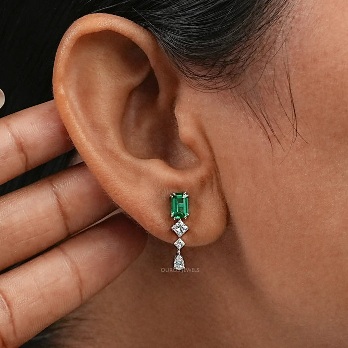 Gemstone Emerald Multi Shape Drop Earrings Earring