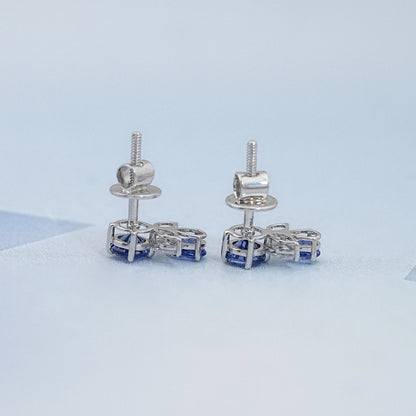 Sapphire Round And Pear Gemstone Stud Earrings Earrings