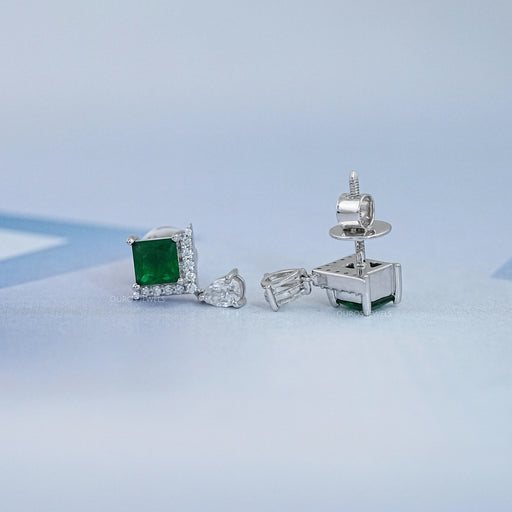 Green Princess Gemstone And Lab Diamond Drop Earrings