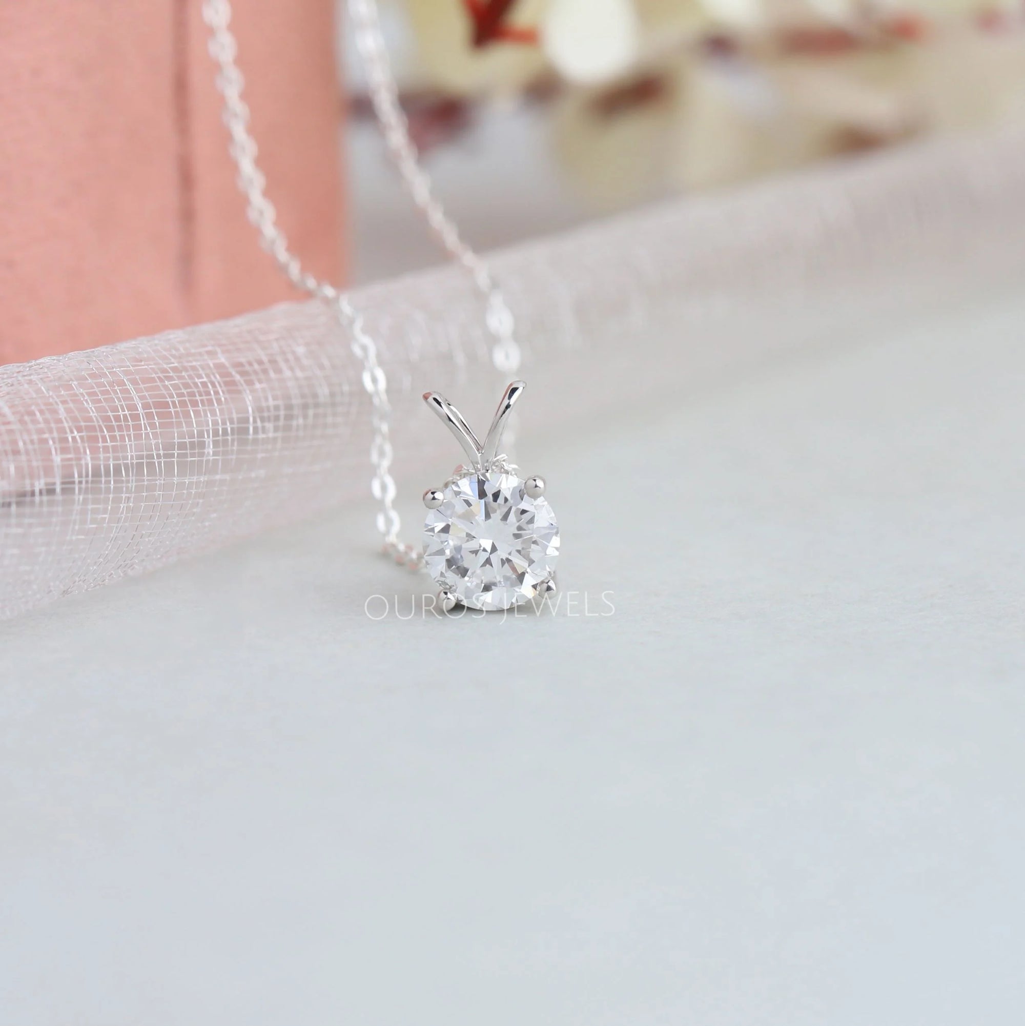 Round Lab Grown Diamond Bail Pendant FREE GIFT Necklaces