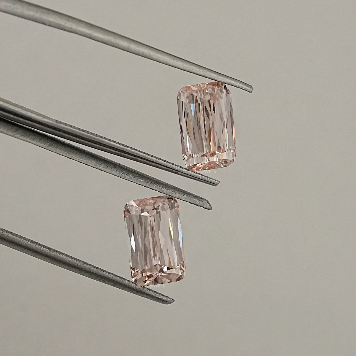 Light Pink Criss Cut Diamond Matching Pair