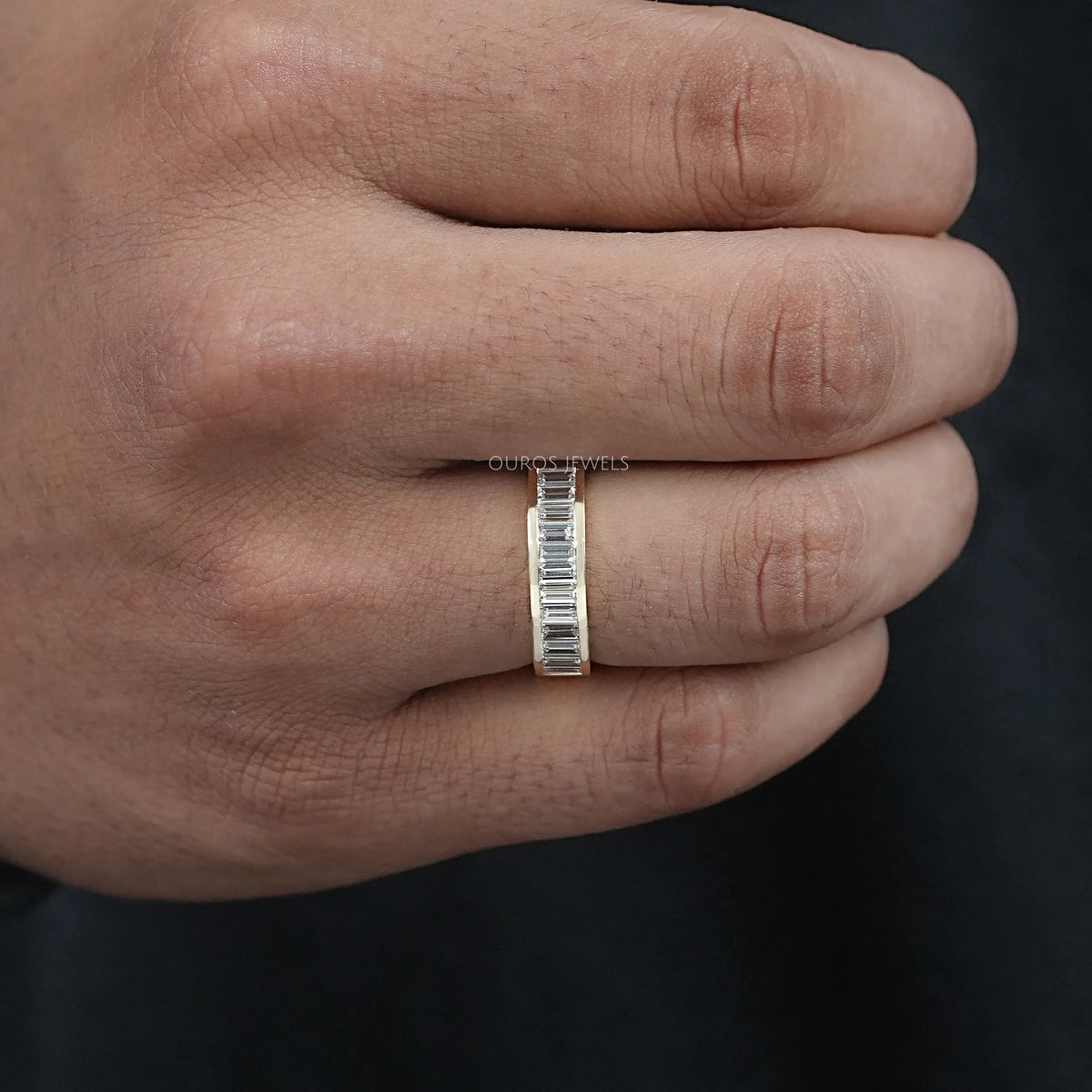 Baguette Diamond Mens Wedding Band Ring