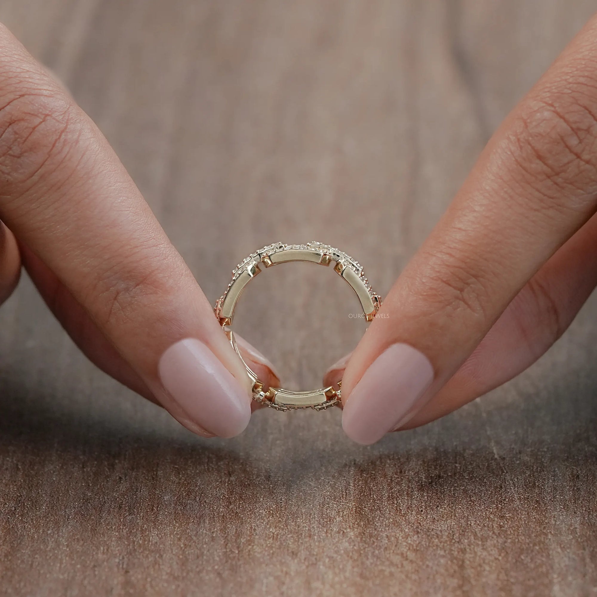 Round Cut Lab Diamond Chain Link Wedding Ring Rings