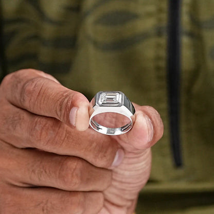 Emerald Cut Lab Diamond Men's Wedding Ring Ring