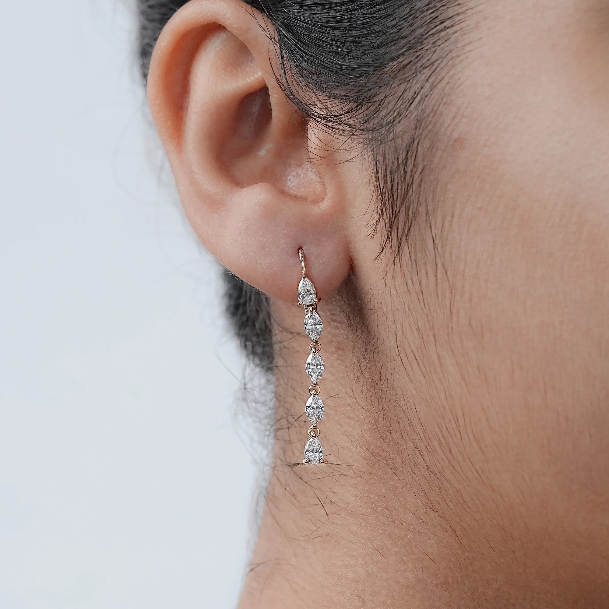 Pear And Marquise Cut Lab Diamond Dangle Earrings