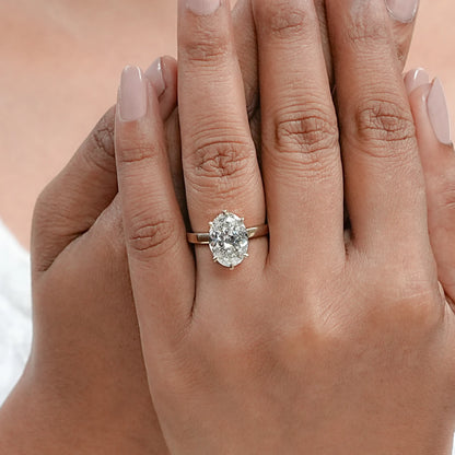 Portuguese Oval Cut Lab Grown Engagement Ring Ring