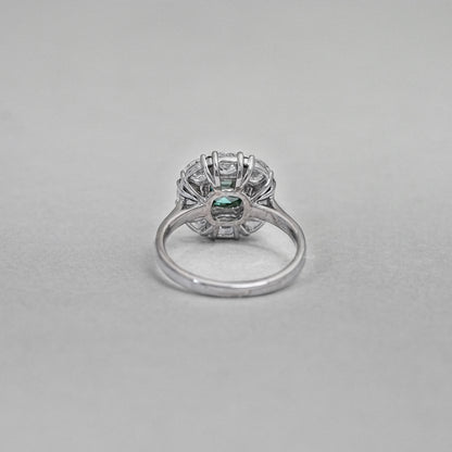 Green Cushion Cut Lab Diamond Halo Engagement Ring Ring