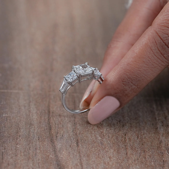 Princess Lab Diamond Five Stone Engagement Ring