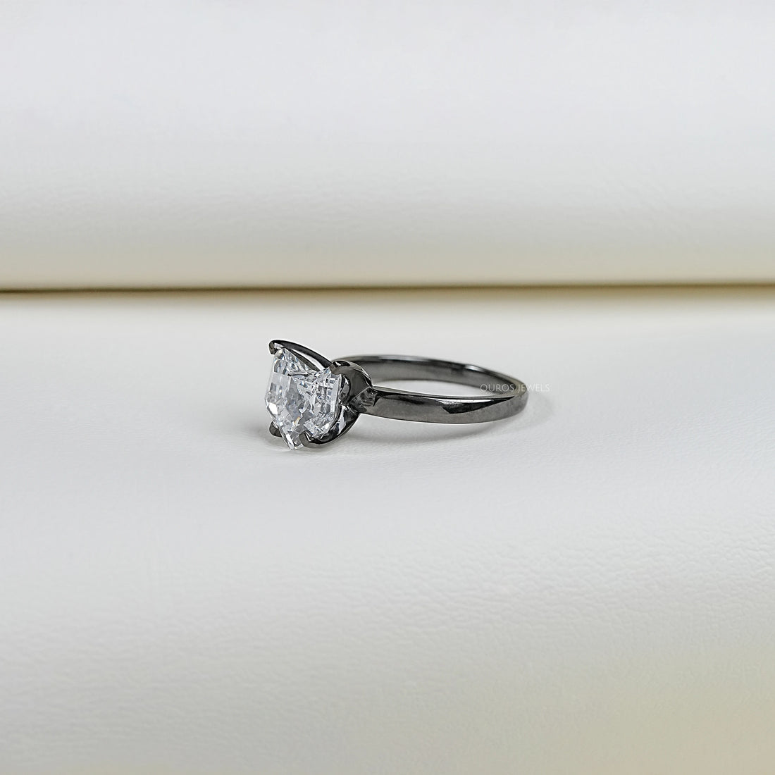 Antique Shape Cat Cut Lab Diamond Solitaire Ring Ring