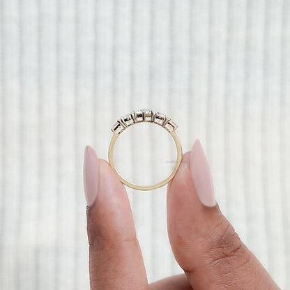 Round And Shield Cut Five Stone Diamond Engagement Ring