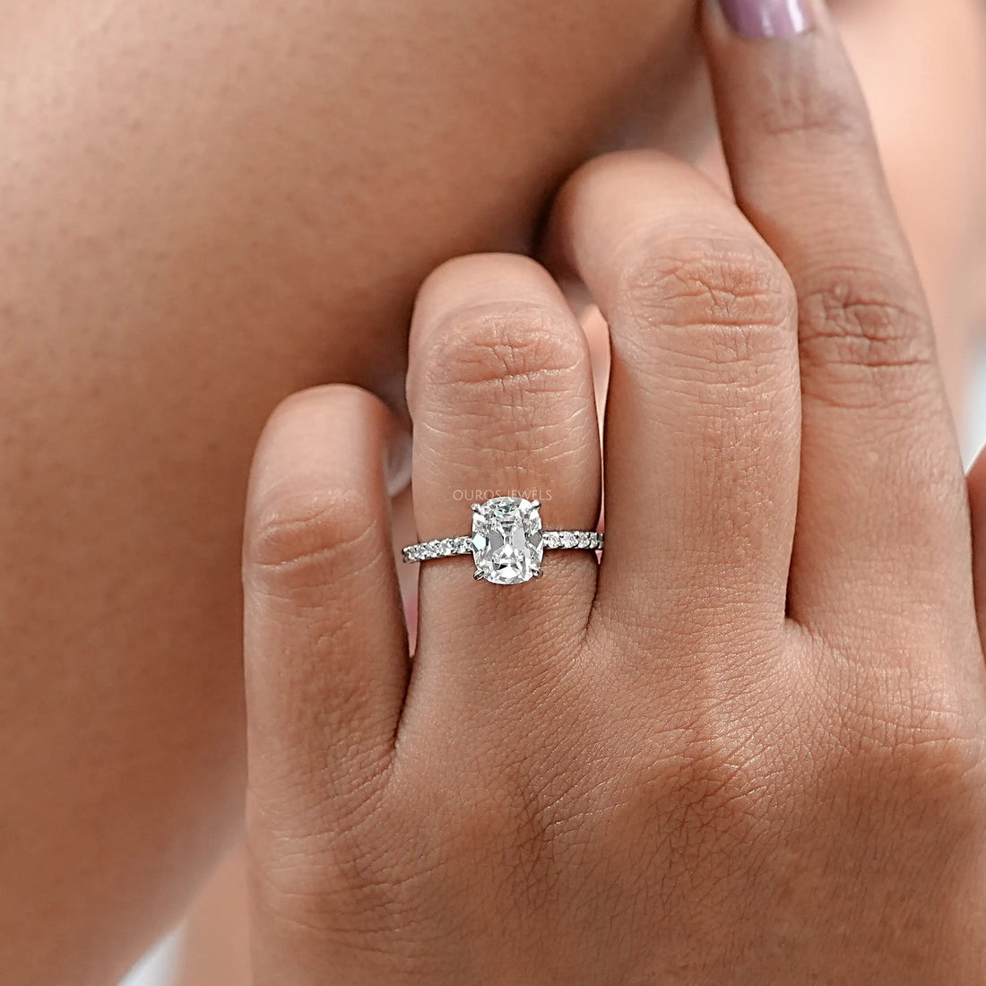 Old Mine Cushion Cut Solitaire Accent Ring Ring
