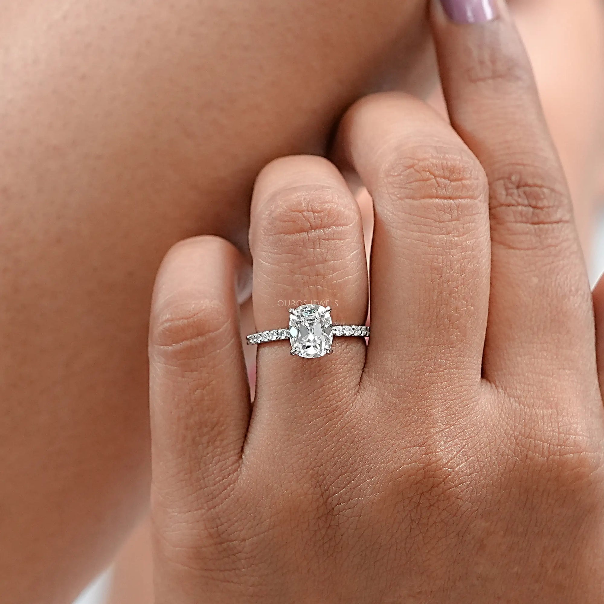 Old Mine Cushion Cut Solitaire Accent Ring Ring