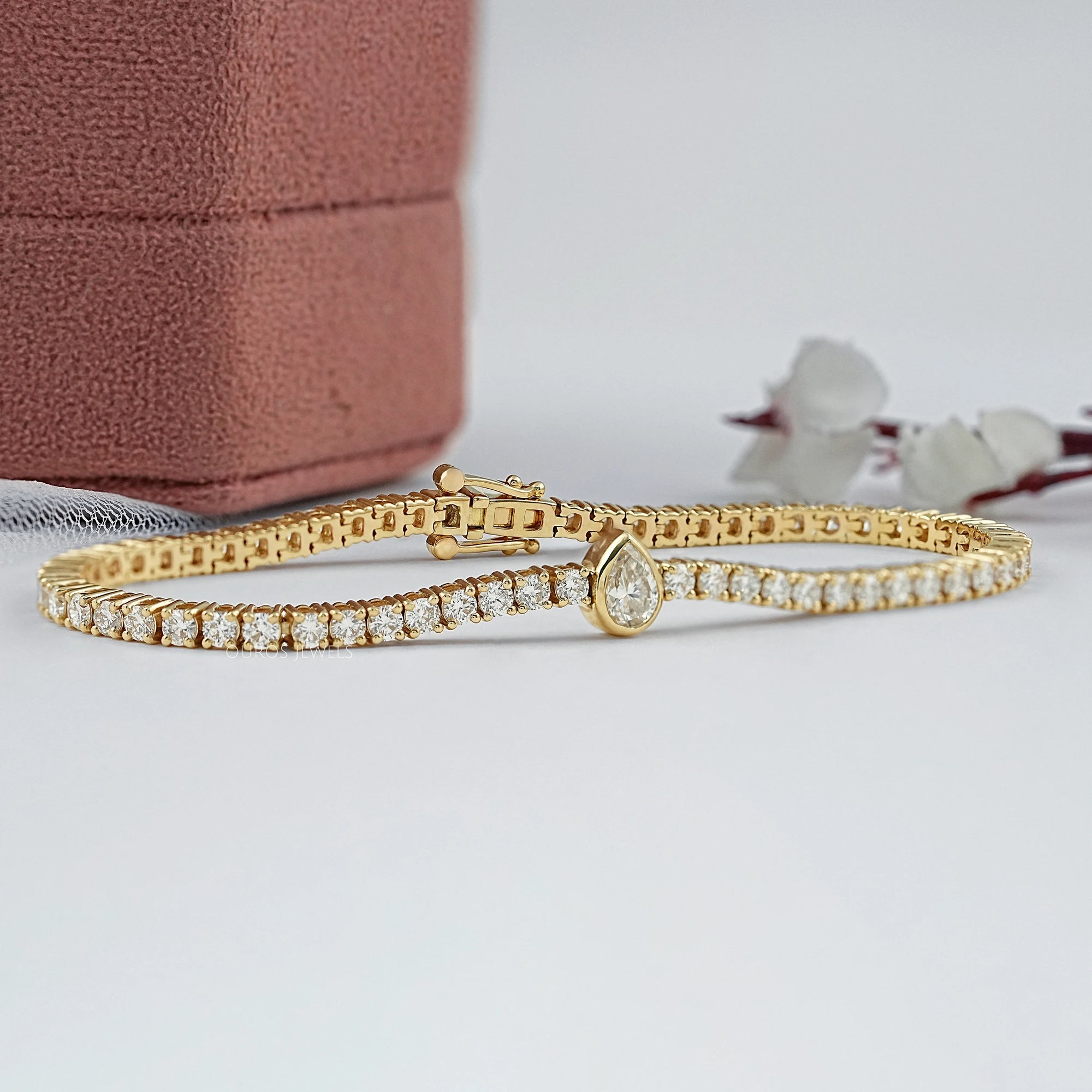 Bezel Pear Lab Grown Diamond Tennis Bracelet Bracelet