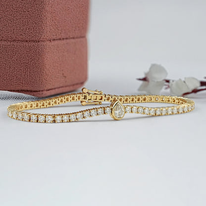 Bezel Pear Lab Grown Diamond Tennis Bracelet Bracelet