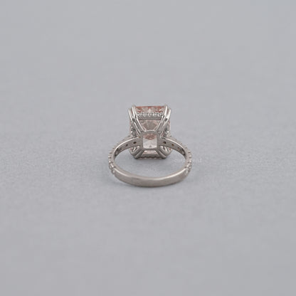 Pink Radiant Cut Solitaire Accent Engagement Ring Rings