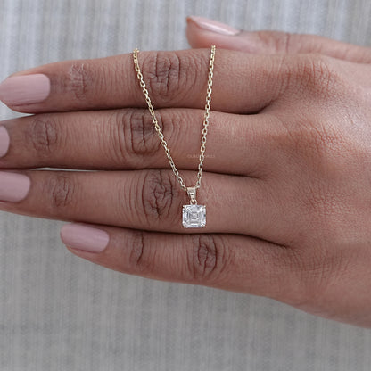Asscher Lab Diamond Solitaire Pendant Necklaces