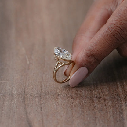 Marquise Lab Diamond Half Bezel Set Split Shank Ring Rings