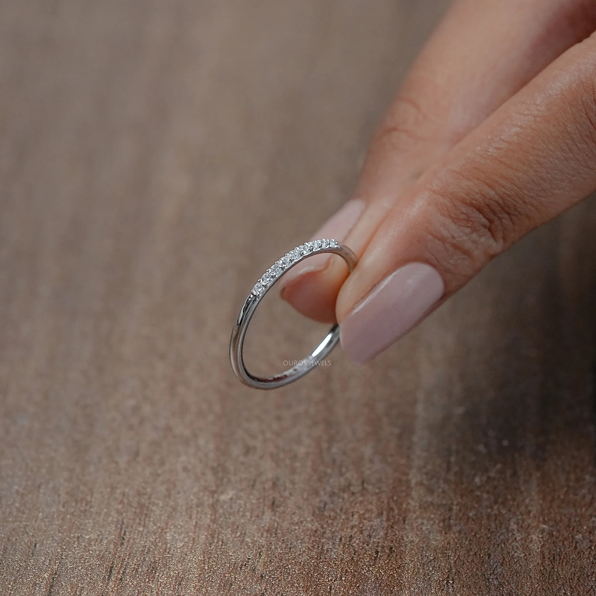 Round Lab Diamond Pave Set Wedding Band Rings