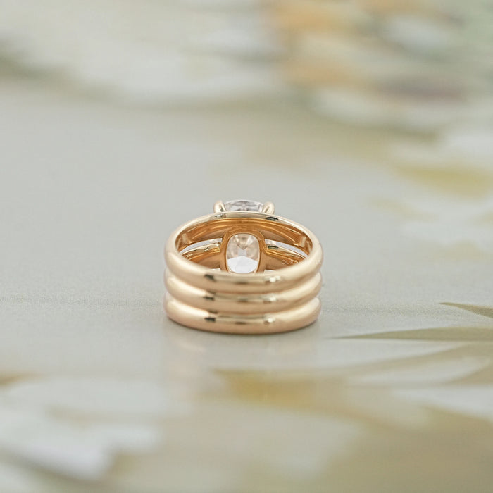 Old Mine Cushion Diamond Wide Wedding Band Ring