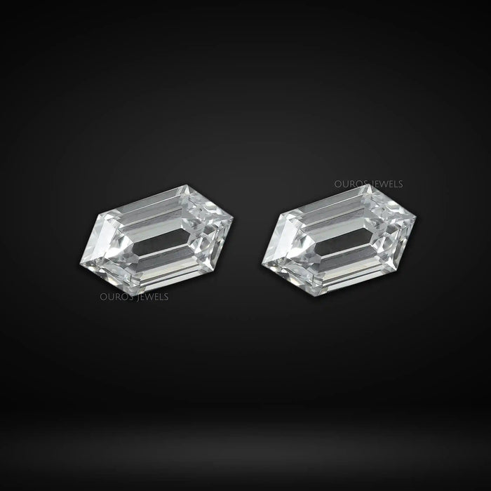 Elongated Hexagon Cut Lab Created Loose Diamond Pair