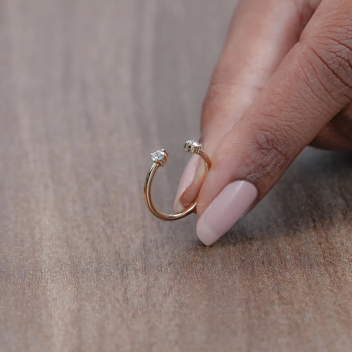 Round Lab Diamond Open Cuff Wedding Ring Rings