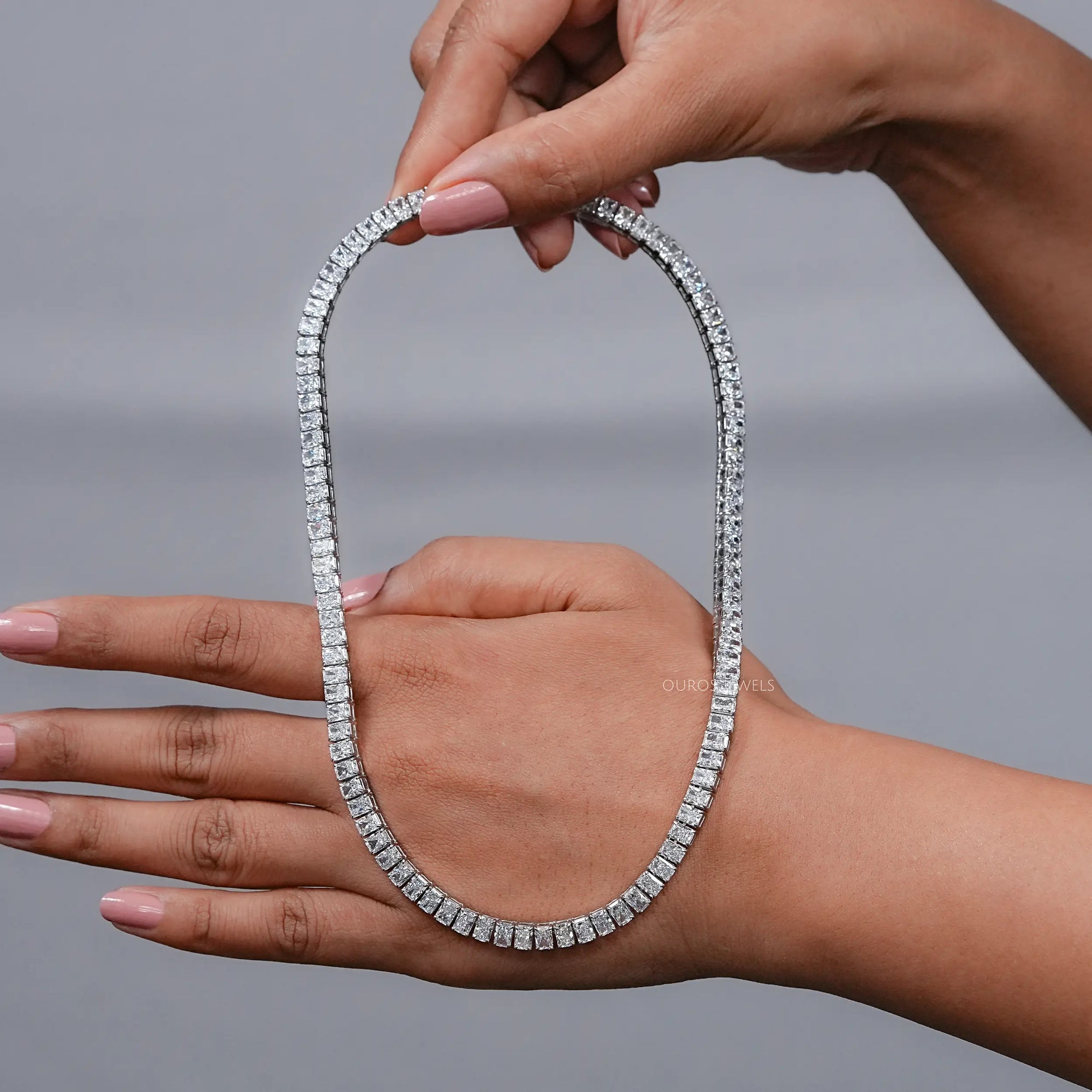 Radiant Cut Lab Diamond Tennis Necklace Necklaces