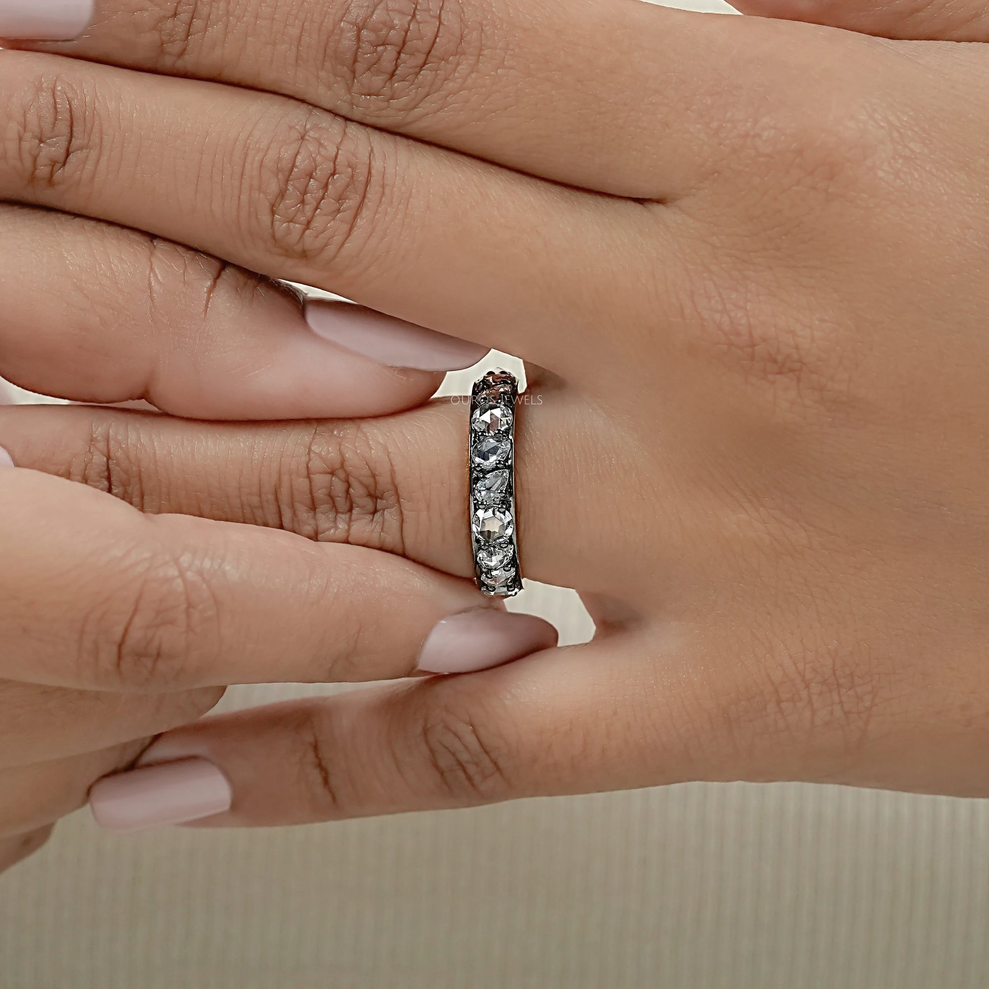 Rose Cut Diamond Eternity Wedding Band