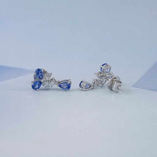 Sapphire Pear And Marquise Lab Diamond Drop Earrings Earrings