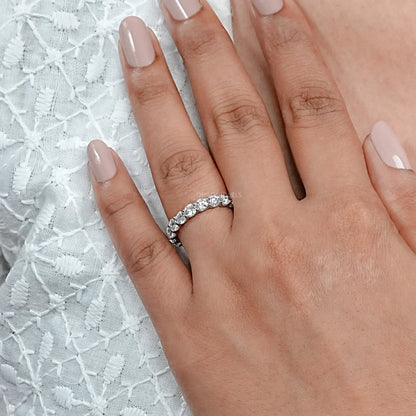 Old European Round Cut Lab Diamond Full Eternity Wedding Band Rings