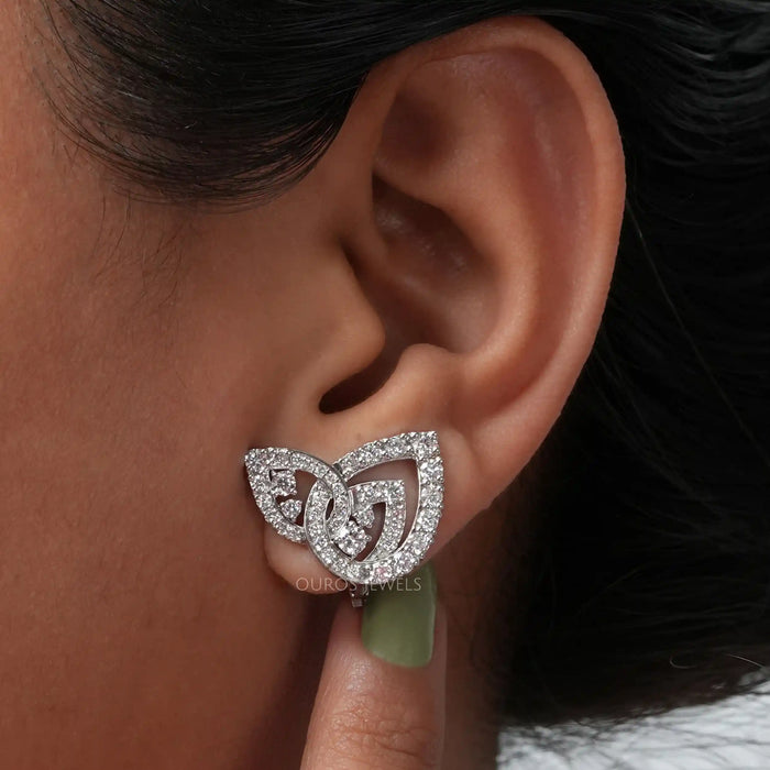 Round Cluster Diamond Clip On Back Earrings Earring