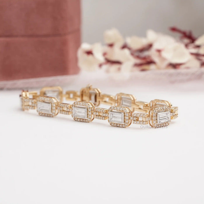 [Round and Baguette Diamond Tennis Bracelet]-[Ouros Jewels]
