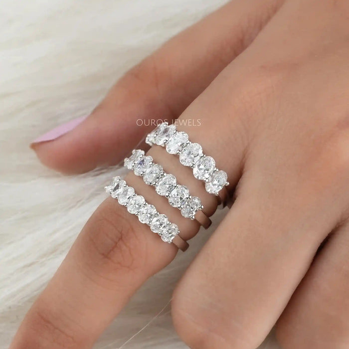 Oval Cut Lab Grown Diamond Seven Stone Wedding Ring