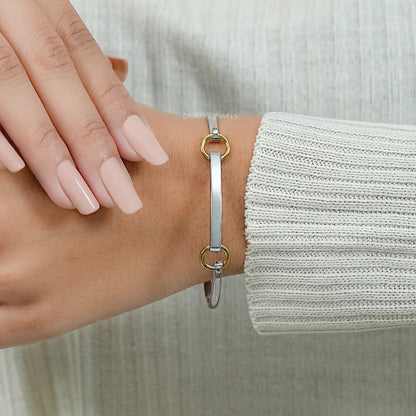 White Gold Linked Bangle