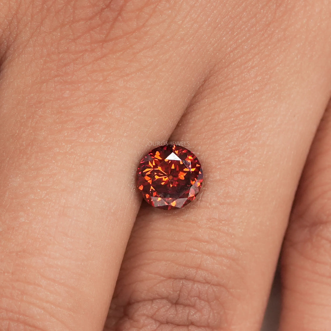 Red Portuguese Round Cut Lab Grown Diamond
