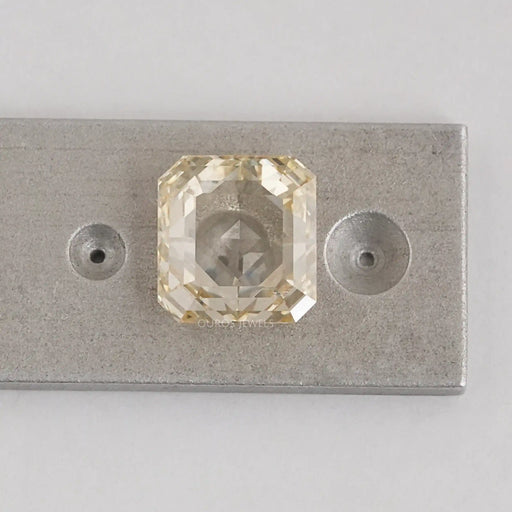 3.45 Carat Rose Cut Yellow Square Radiant Cut Diamond Loose