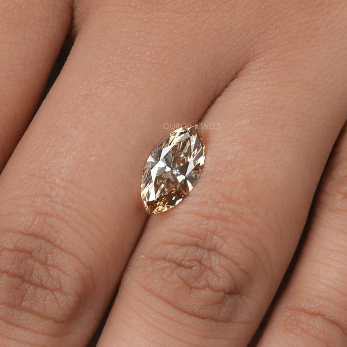 [Marquise Shape Champagne Colored Loose Diamond on Hand