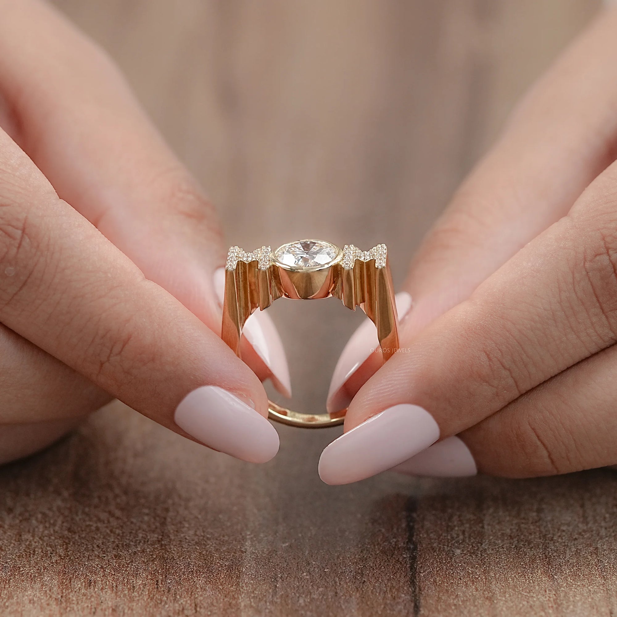 MOM Initial Letter Round Diamond Customized Ring Rings