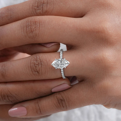 Marquise Cut Lab Grown Diamond Solitaire Accent Ring Ring