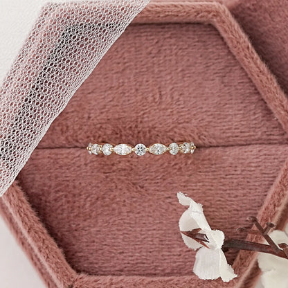 Marquise And Round Diamond Eternity Band Ring