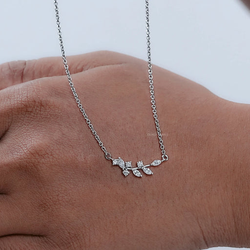 Marquise Cut Lab Diamond Leaf Pendant Necklaces