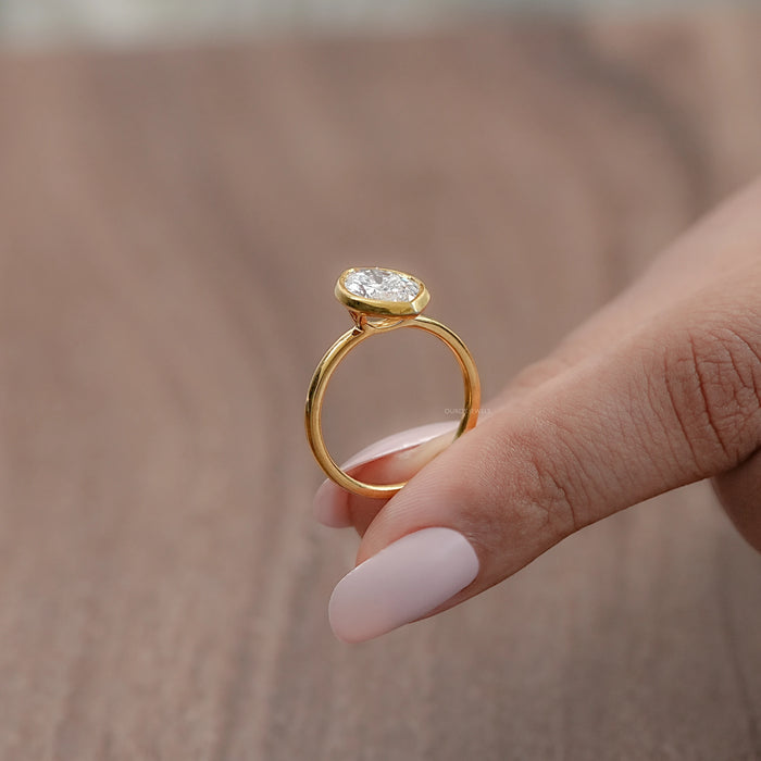 Marquise Lab Diamond Bezel Set Engagement Ring Rings