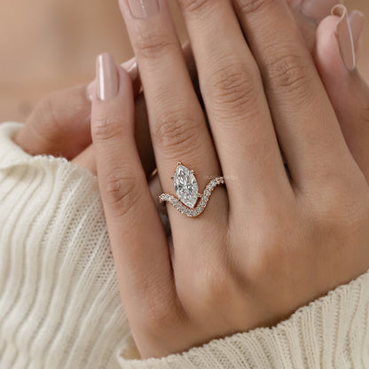 Marquise Diamond Wave Sculpt Ring Ring