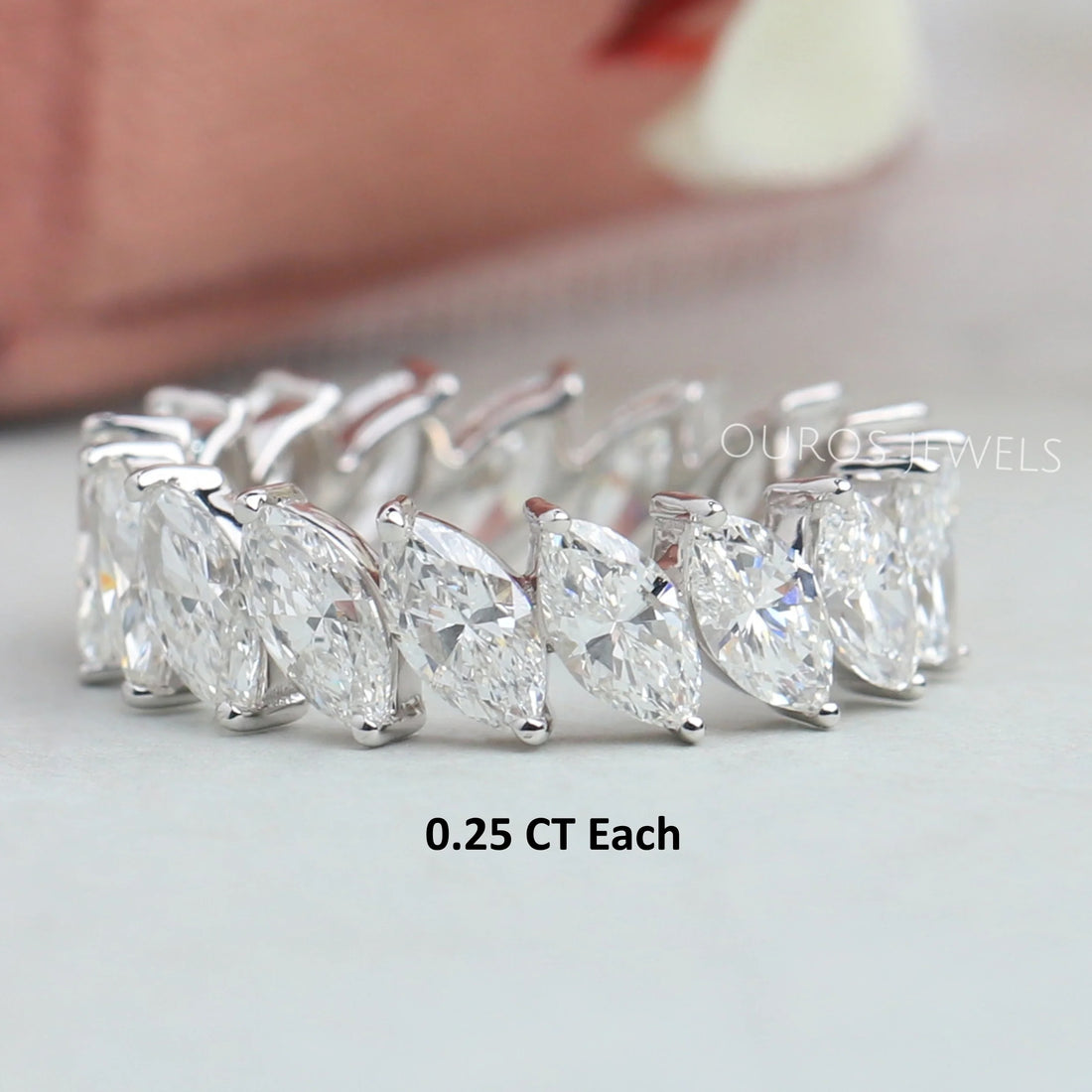 Marquise Cut Lab Diamond Eternity Wedding Band Rings
