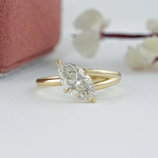 Marquise Cut Lab Diamond Split Solitaire Ring Ring