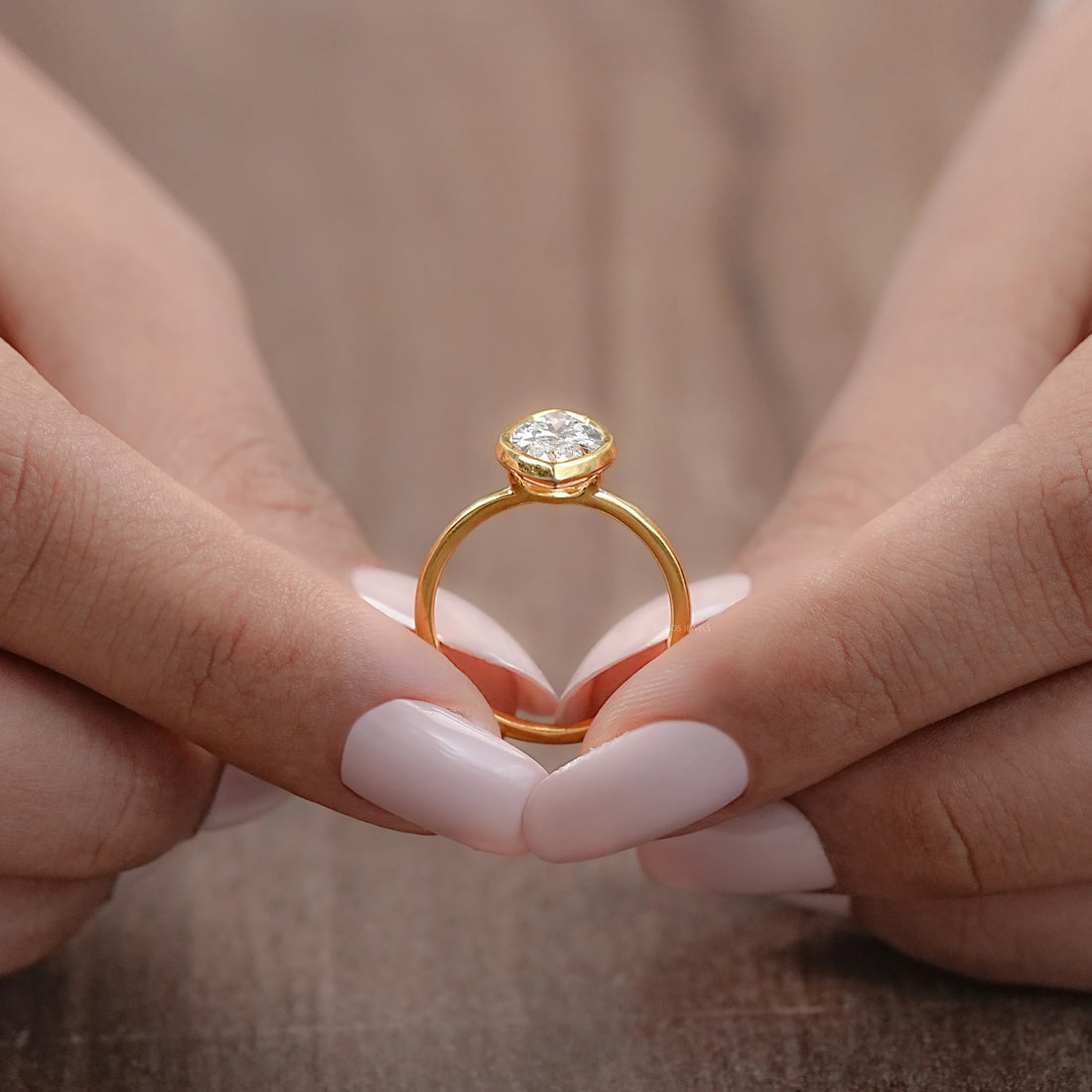 Marquise Lab Diamond Bezel Set Engagement Ring Rings