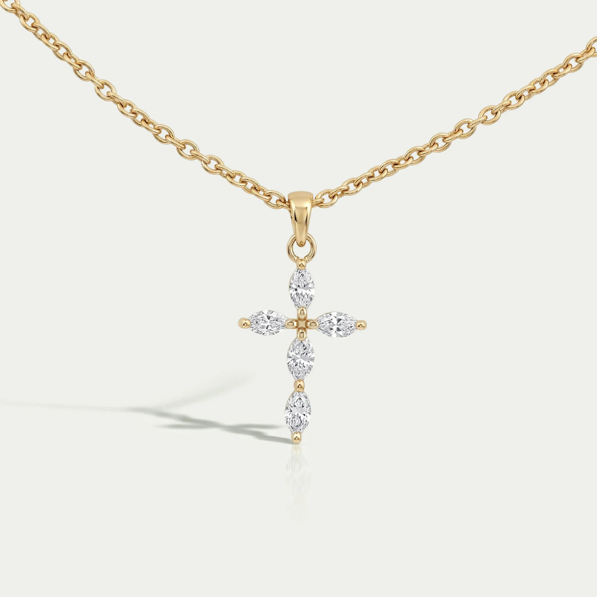 Marquise Cut Lab Grown Diamond Cross Pendant Necklaces