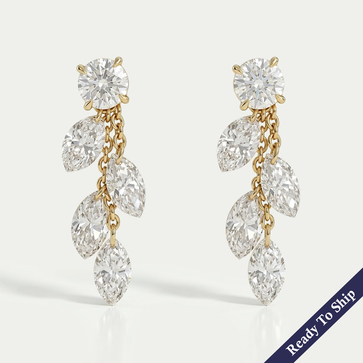 Marquise Drill Lab Diamond Dangle Leaf Earrings Earring